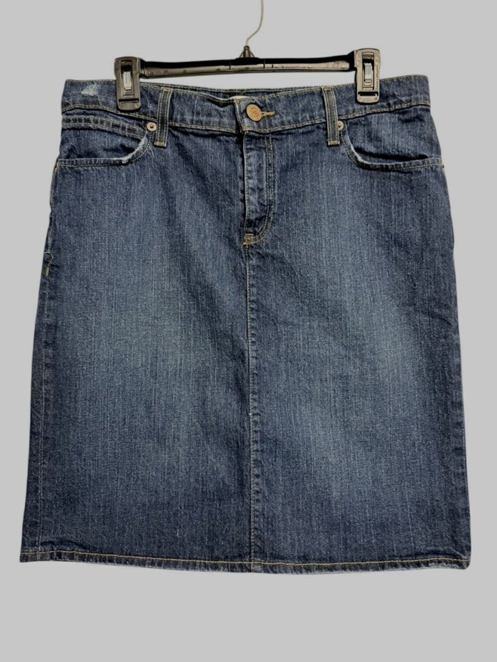 VTG Old Navy Y2K '06 Dark Wash Denim Pencil Skirt Size 12 Back Pleat READ